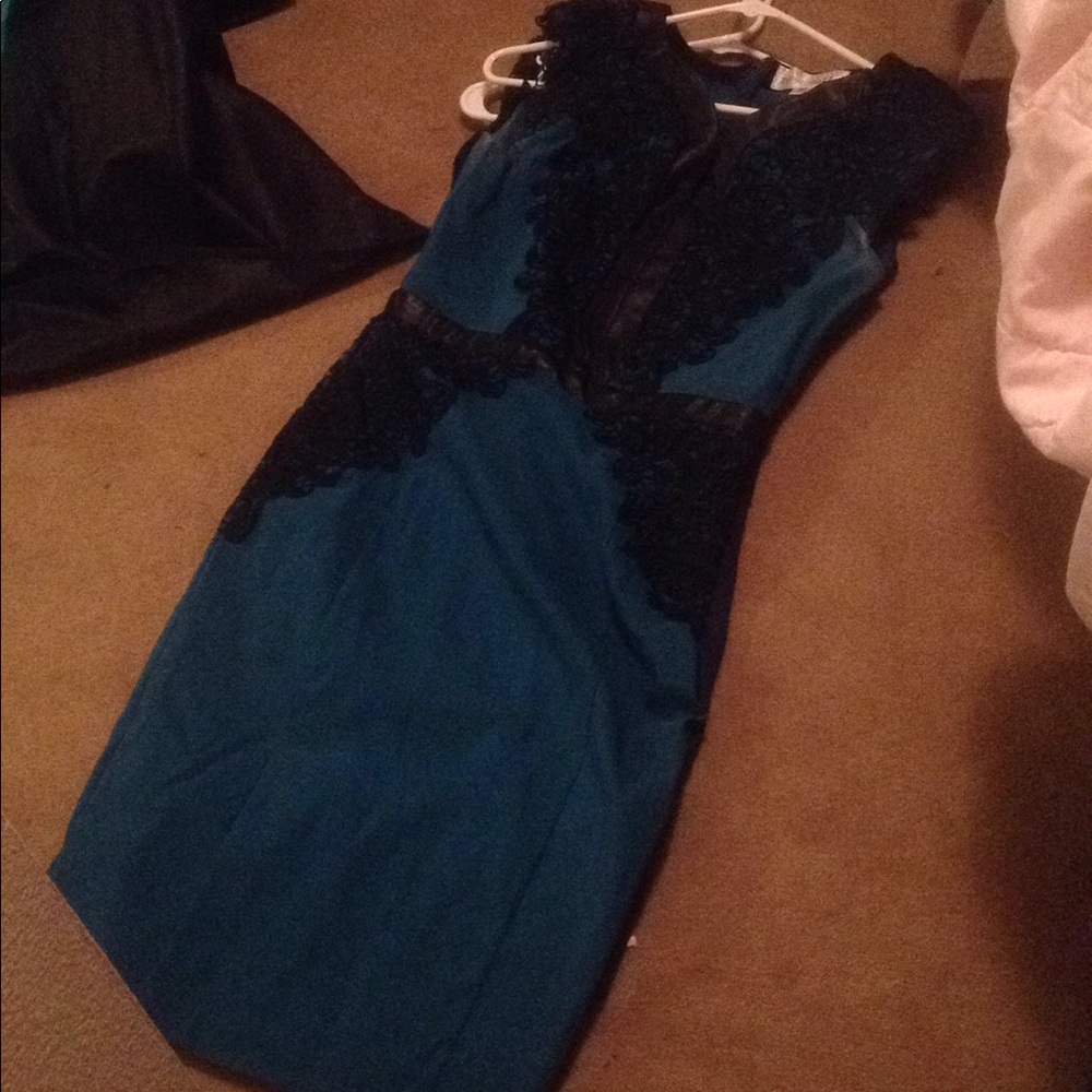 Blue and black dress